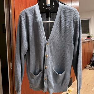 Ralph Lauren Black Label Knit Cotton Cardigan Sweater - M - Light Blue